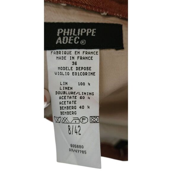 Philippe Adec French Short Straight Skirt Womens Size 4 US Brown - Picture 5 of 5